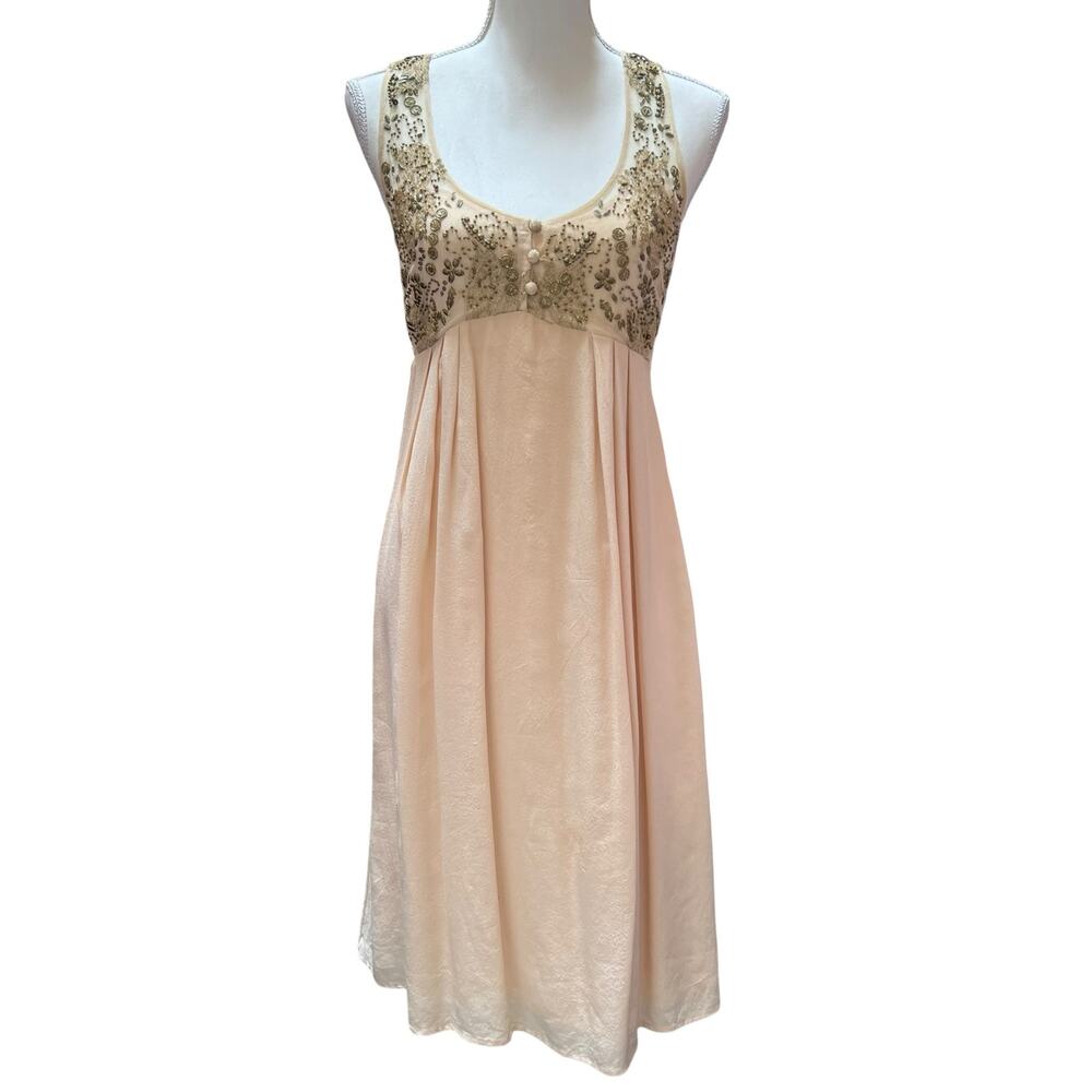 Dil Size 4 Silk Beaded Cocktail Dress Pink Gold Embellished Formal EUC
